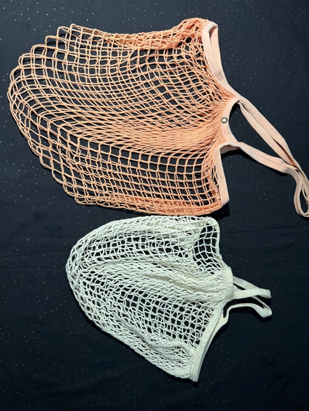 Reusable Mesh Market Bags - Peach and Cream SET
